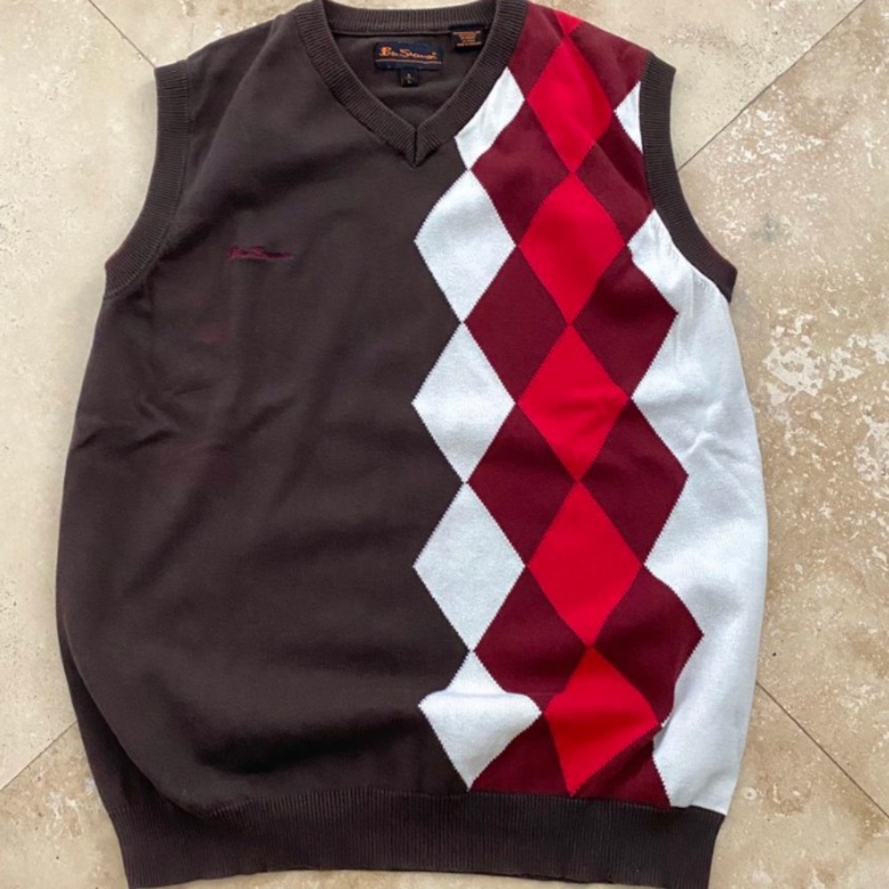 brown argyle sweater vest